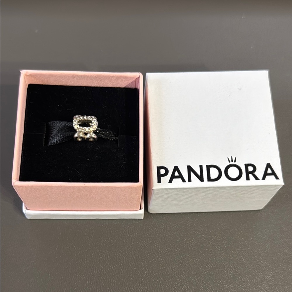 Pandora Retired Circle of Friends Silver Charm with Gems